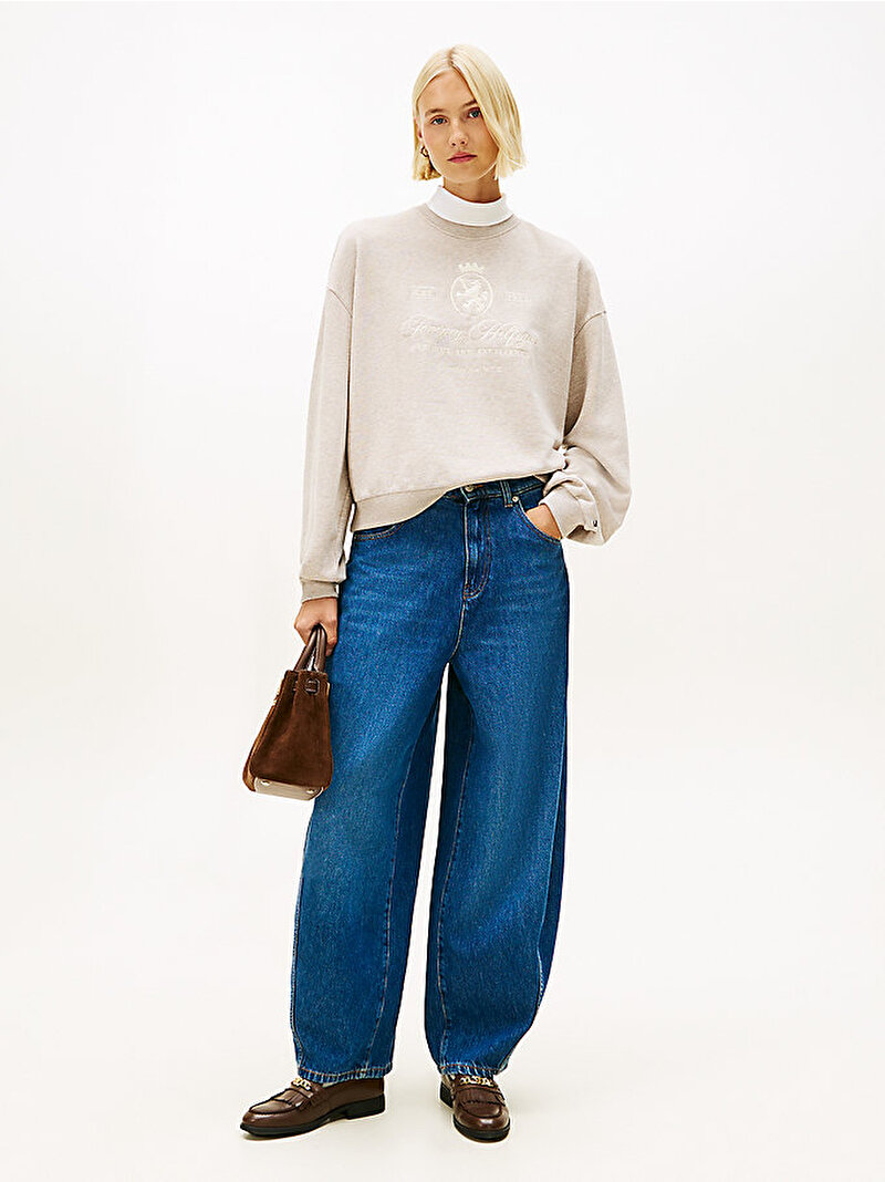 Kadın Varsity Crest Fleece Sweatshirt Bej  WW0WW48889H01