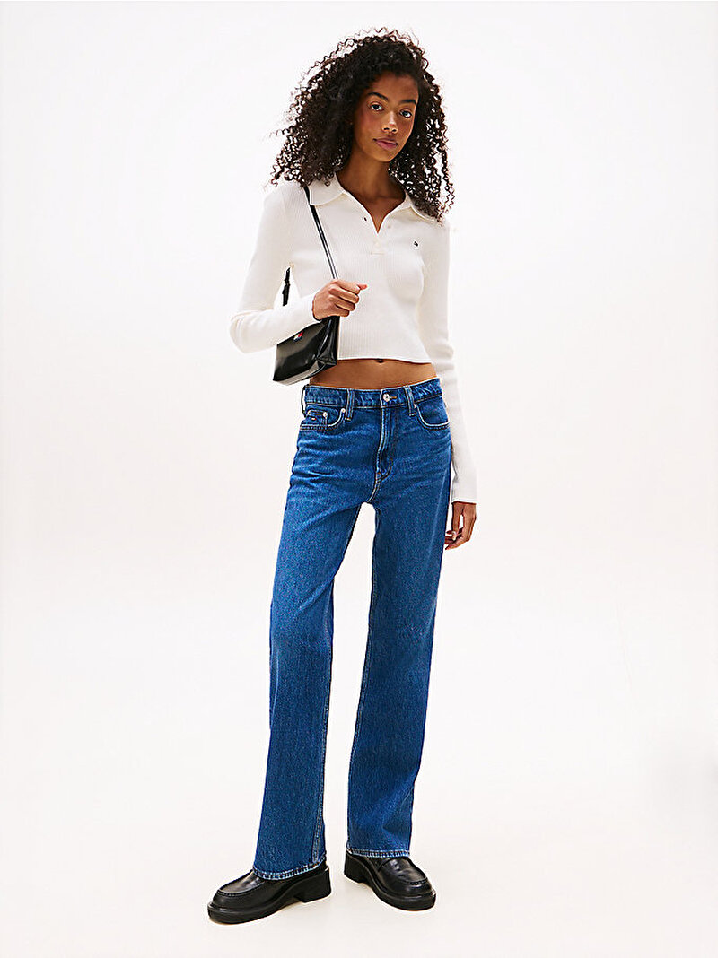 Kadın TJW Essential Polo Yaka Kazak Beyaz  DW0DW21829YBH