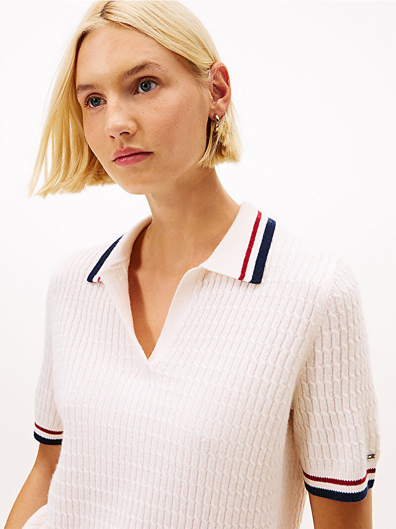 Kadın Wool Cash Cable Open Kazak Beyaz  WW0WW4641402V