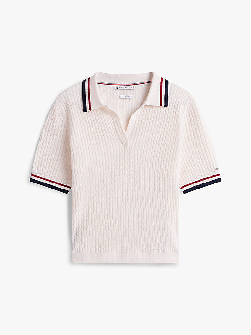 Kadın Wool Cash Cable Open Kazak Beyaz  WW0WW4641402V