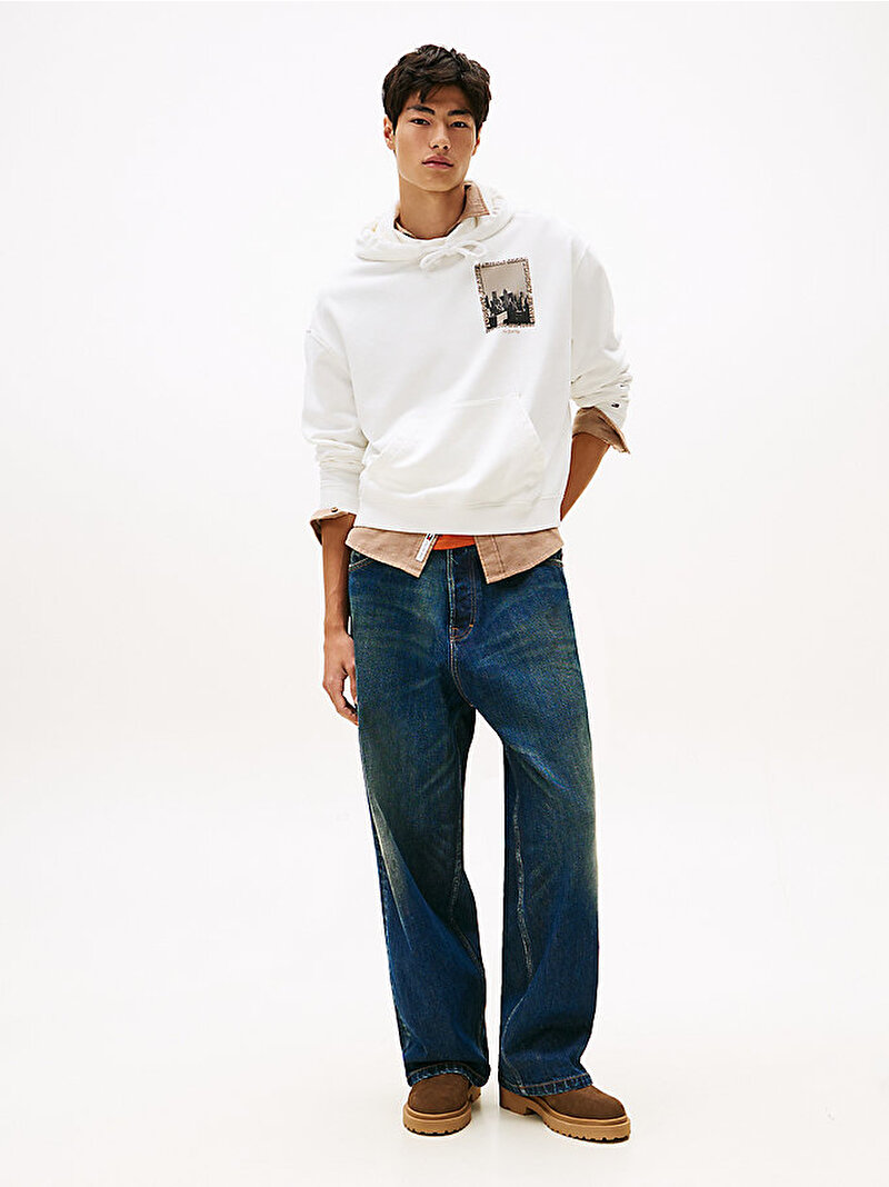 Erkek TJM 90s Washed Photo Sweatshirt Ekru DM0DM22090YBL