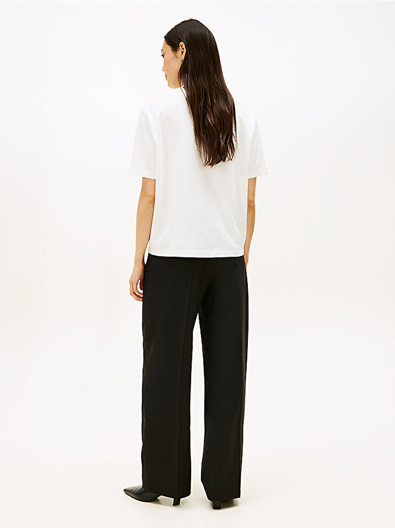 Kadın Varsity Crest Relax T-shirt Ekru WW0WW46118YBL