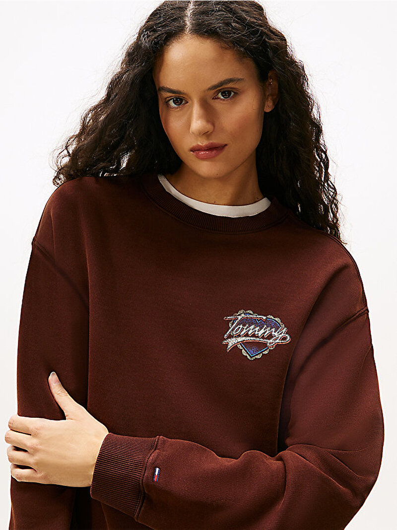 Kadın TJW Relax Washed Sweatshirt Kahverengi DW0DW21602GS7