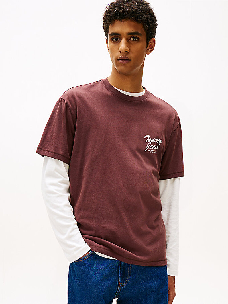 Erkek TJM Relax Novelty T-shirt Kahverengi DM0DM22060GS7