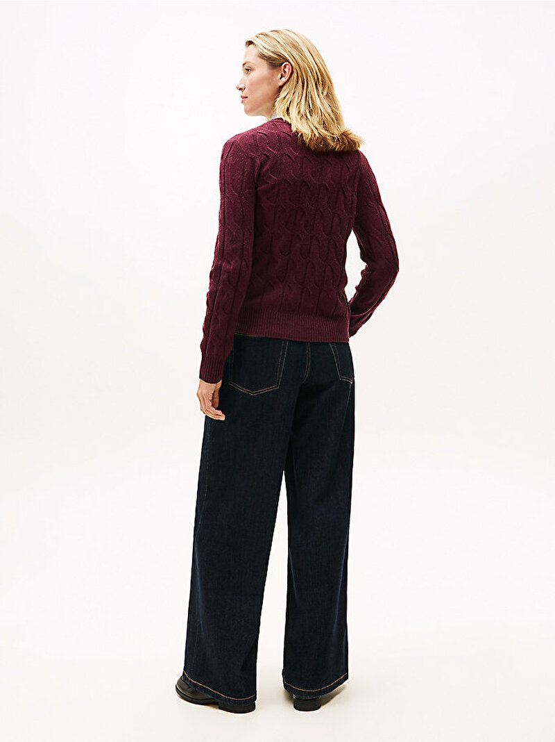 Kadın Soft Wool Cable C-neck Kazak Kırmızı WW0WW43586XIH