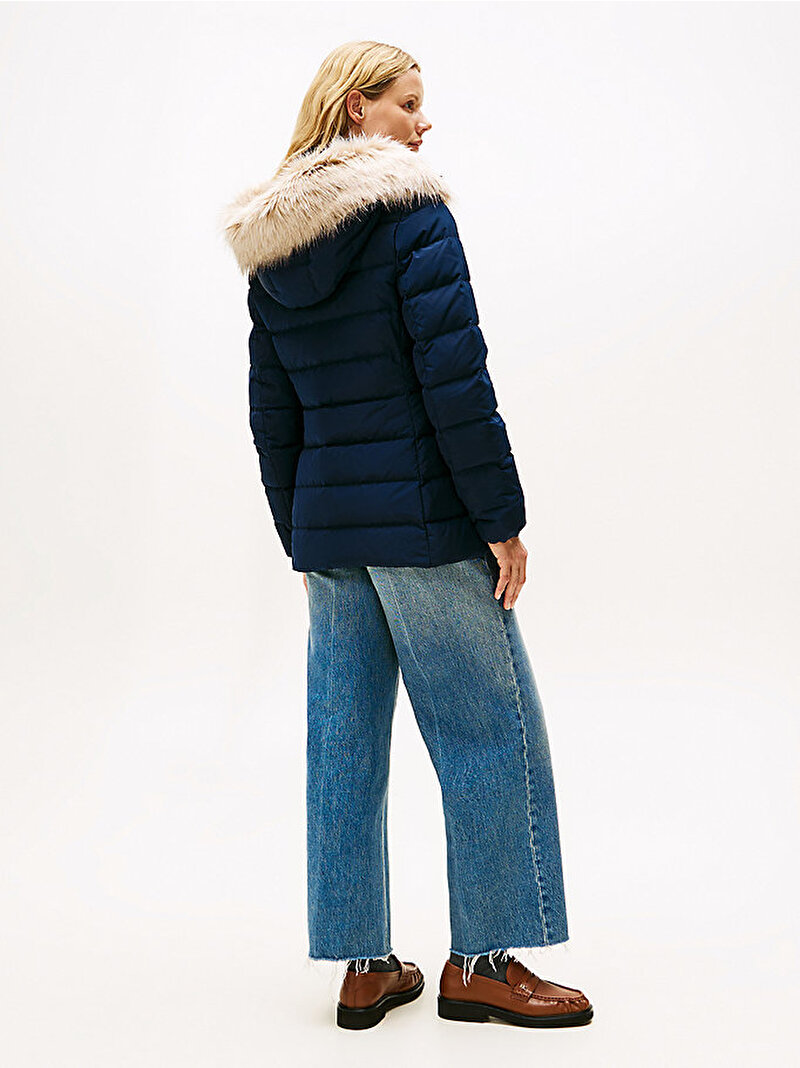 Kadın Down Slim Puffer Mont Lacivert WW0WW47542C1G
