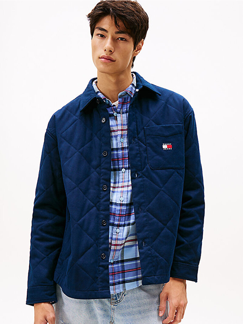 Erkek TJM Quilted Padded Gömlek Lacivert DM0DM22014C1G