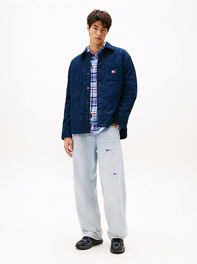 Erkek TJM Quilted Padded Gömlek Lacivert DM0DM22014C1G