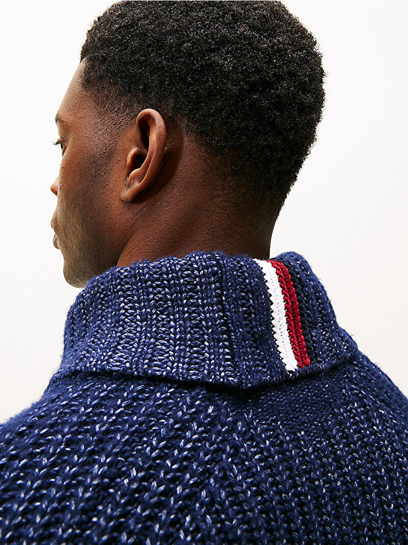 Erkek 2 Tone Chunky Rib Kazak Lacivert MW0MW28110DW5