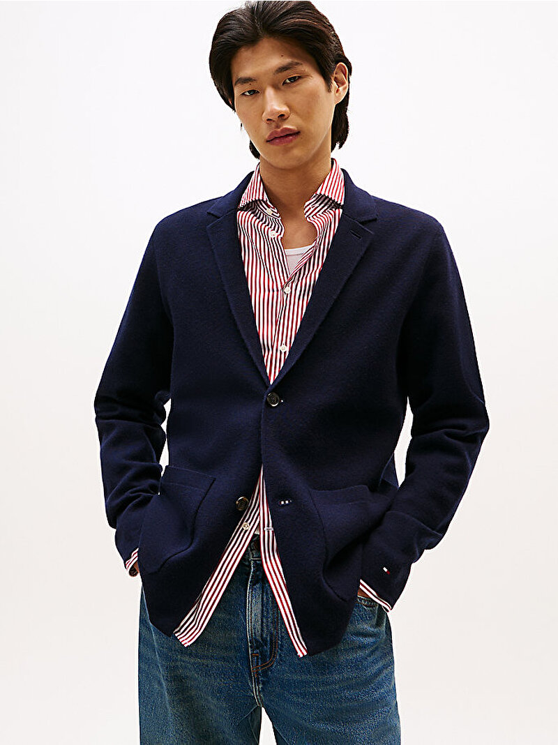 Erkek Knitted Blazer Hırka Lacivert MW0MW40909DW5