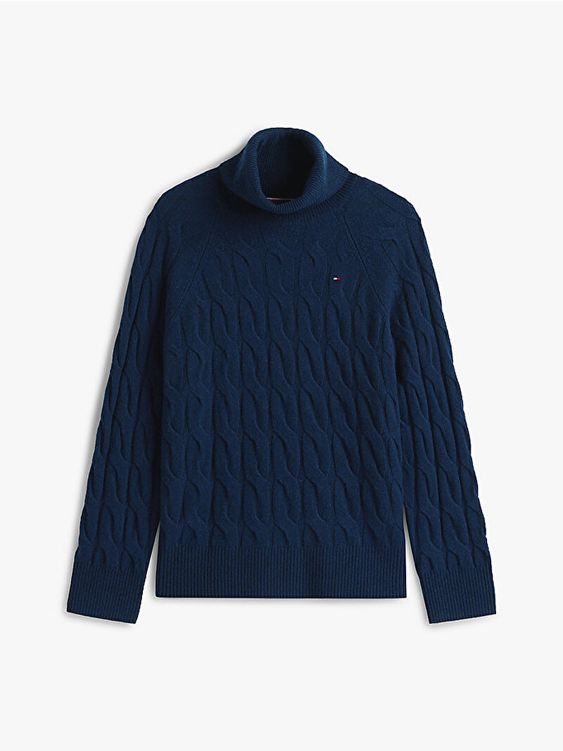 Kadın Soft Wool Cable Kazak Lacivert WW0WW46791C1G