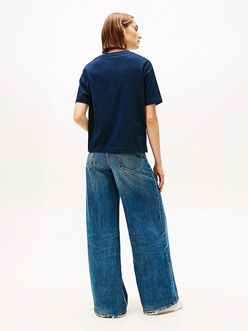 Kadın Varsity Crest Relax T-shirt Lacivert WW0WW46118C1G