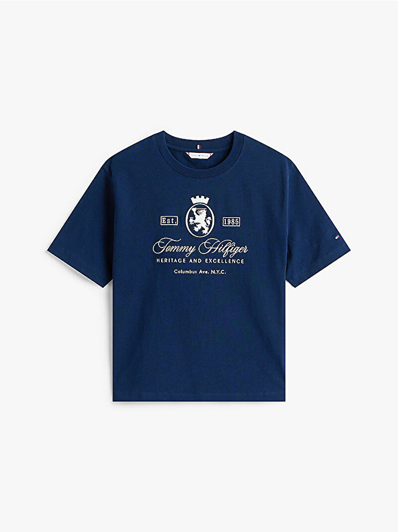 Kadın Varsity Crest Relax T-shirt Lacivert WW0WW46118C1G