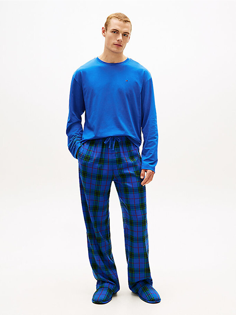Erkek Flannel Pijama Terlik Seti Mavi  UM0UM036010V1