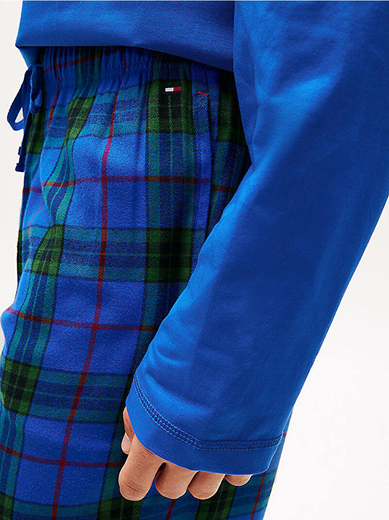 Erkek Flannel Pijama Terlik Seti Mavi  UM0UM036010V1