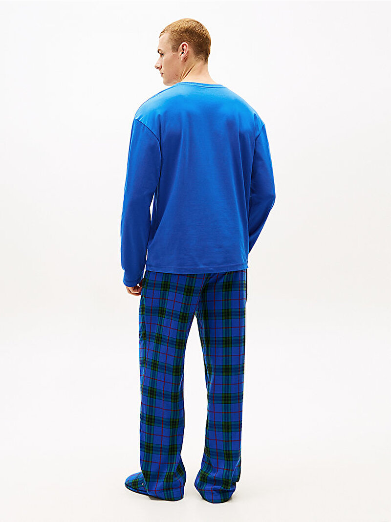 Erkek Flannel Pijama Terlik Seti Mavi  UM0UM036010V1