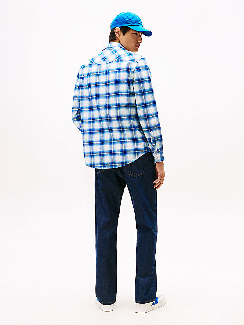 Erkek TJM Regular Western Flannel Gömlek Mavi  DM0DM22019C3D