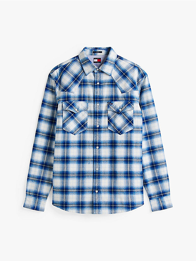 Erkek TJM Regular Western Flannel Gömlek Mavi  DM0DM22019C3D