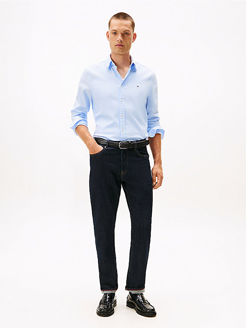 Erkek Dobby Gömlek Mavi  MW0MW40458C3Q