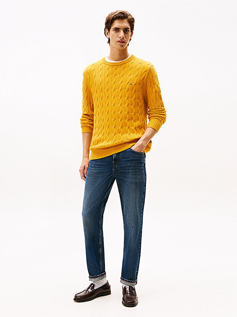 Erkek Lambswool Blend Kazak Sarı MW0MW40442ZF4