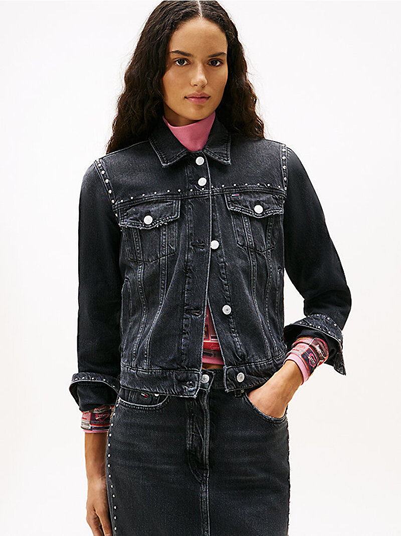 Kadın Classic Trucker Denim Ceket Siyah DW0DW215471BZ
