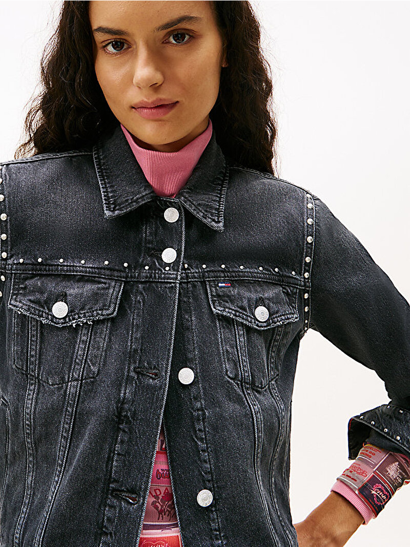 Kadın Classic Trucker Denim Ceket Siyah DW0DW215471BZ