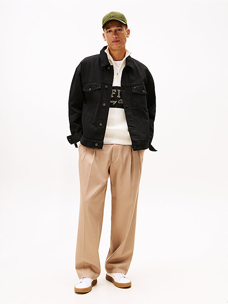 Erkek Relaxed Trucker Denim Ceket Siyah MW0MW42616BDS