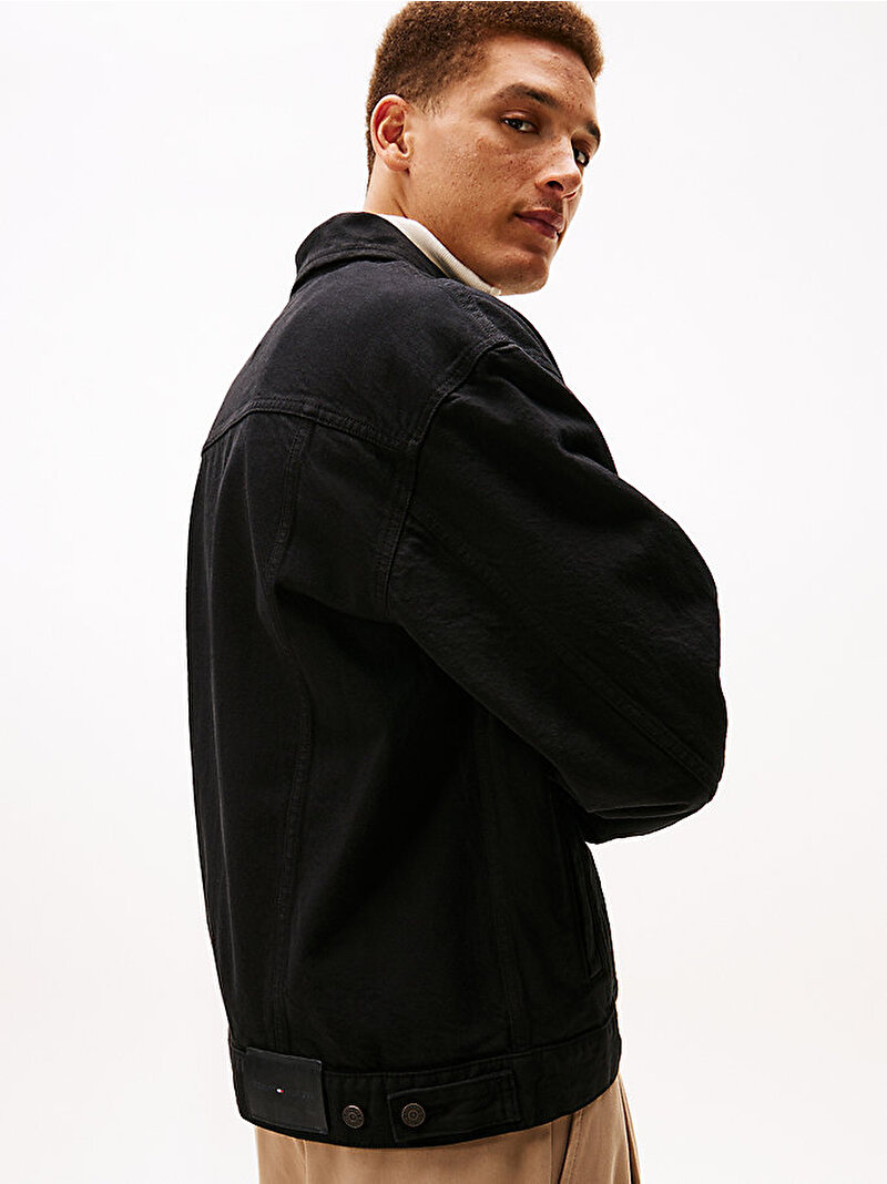 Erkek Relaxed Trucker Denim Ceket Siyah MW0MW42616BDS