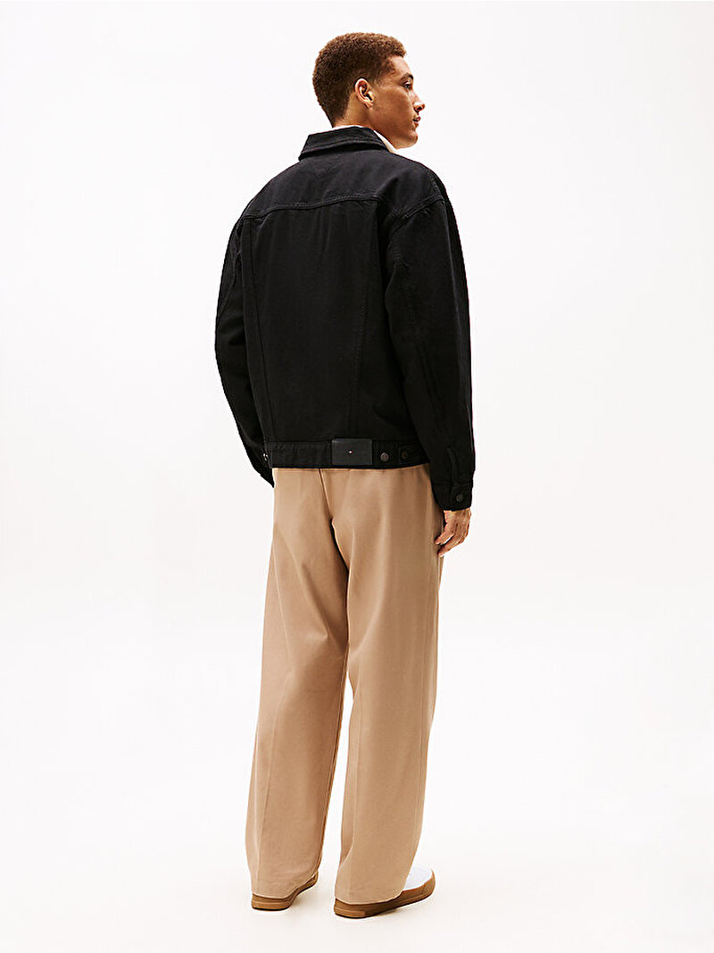 Erkek Relaxed Trucker Denim Ceket Siyah MW0MW42616BDS