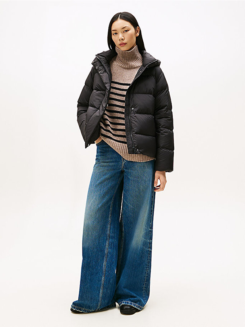 Kadın Modern Down Regular Puffer Mont Siyah WW0WW45739BDS