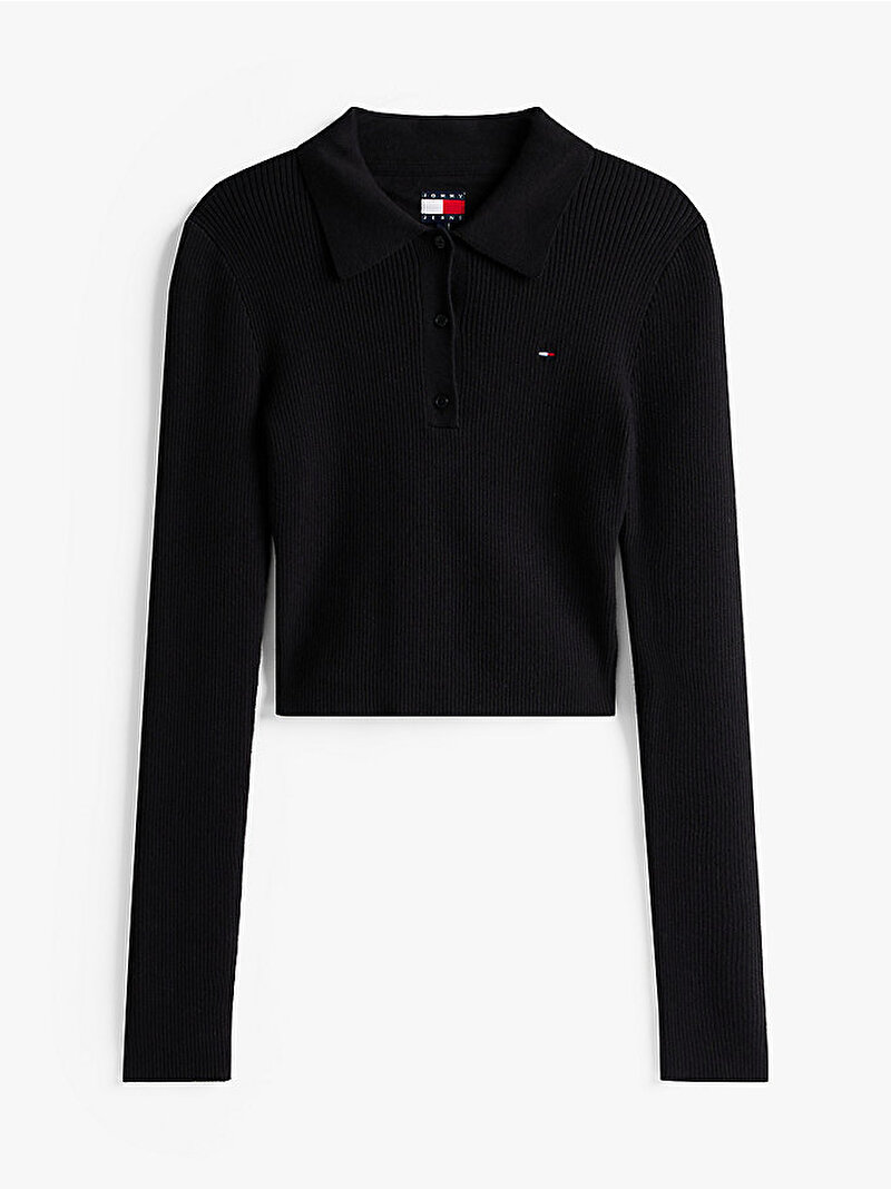 Kadın TJW Essential Polo Yaka Kazak Siyah DW0DW21829BDS