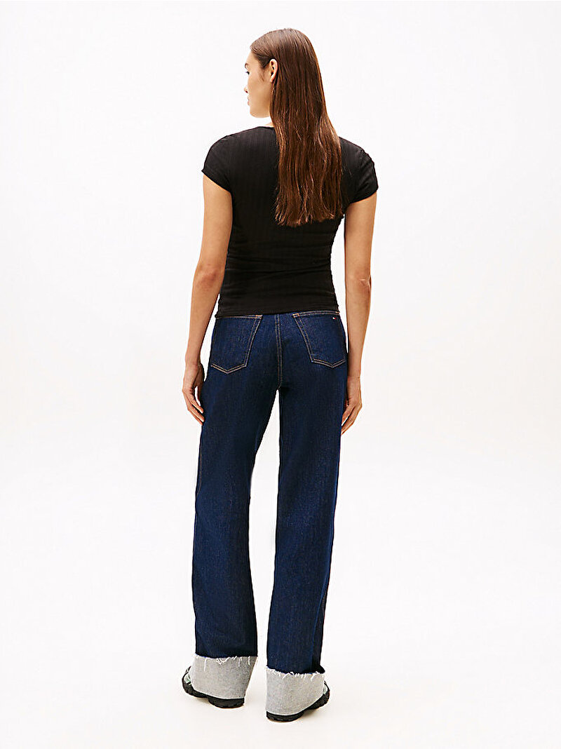 Kadın TJW Slim Irregular T-shirt Siyah DW0DW21570BDS