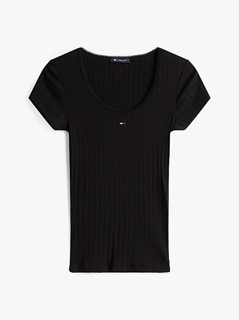 Kadın TJW Slim Irregular T-shirt Siyah DW0DW21570BDS