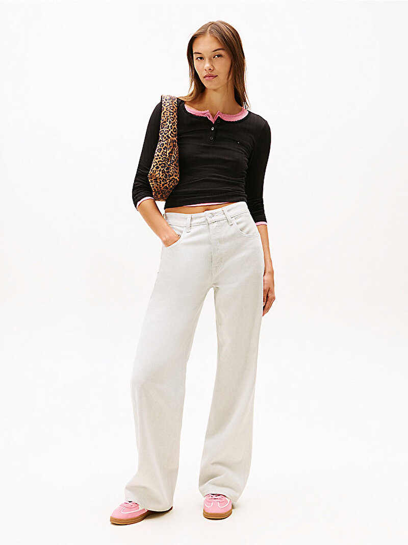 Kadın TJW Slim Irregular T-shirt Siyah DW0DW21575BDS