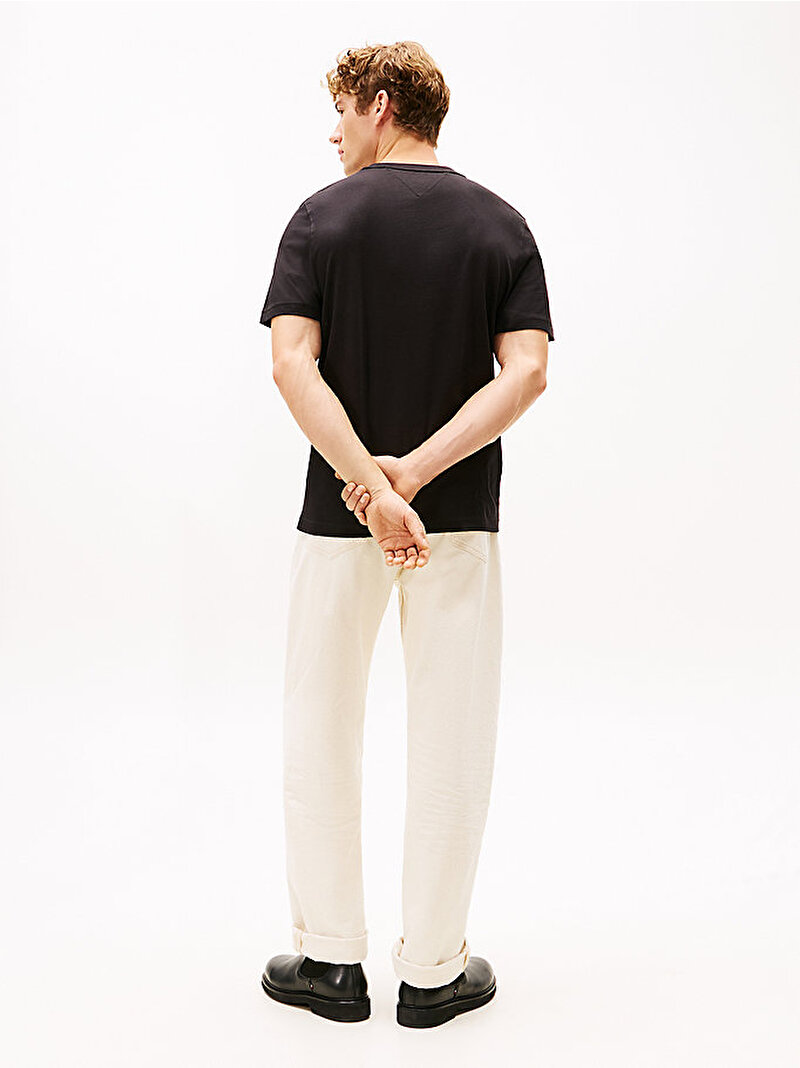 Erkek Tommy Embro Flag T-shirt Siyah MW0MW42736BDS