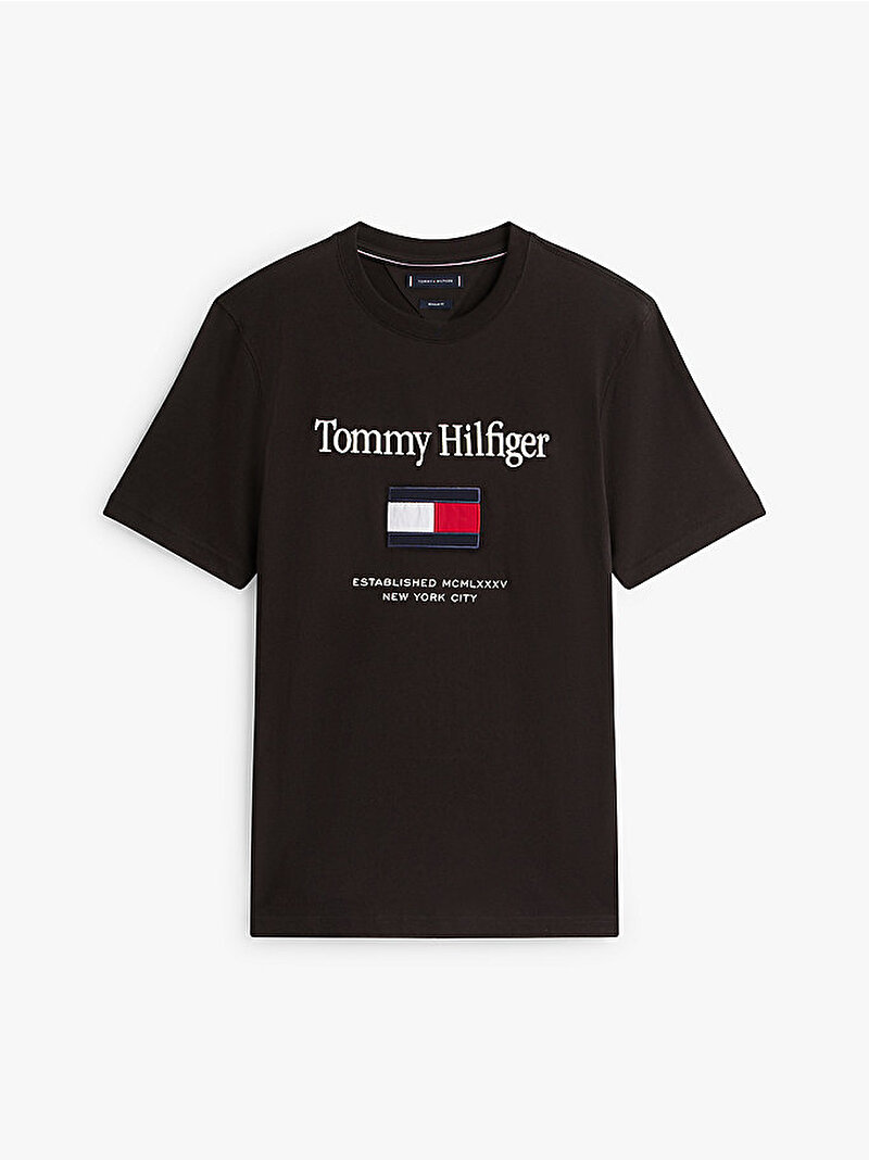 Erkek Tommy Embro Flag T-shirt Siyah MW0MW42736BDS