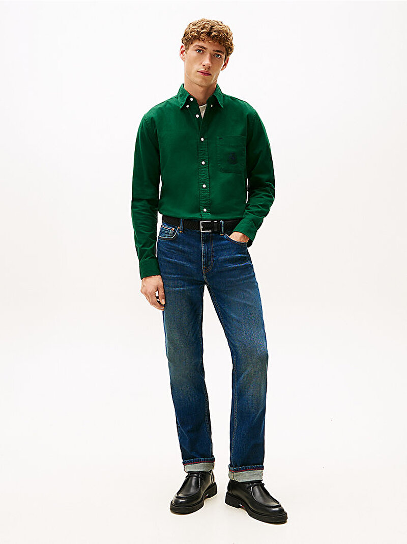 Erkek Brushed Oxford Crest Gömlek Yeşil MW0MW40890L6K