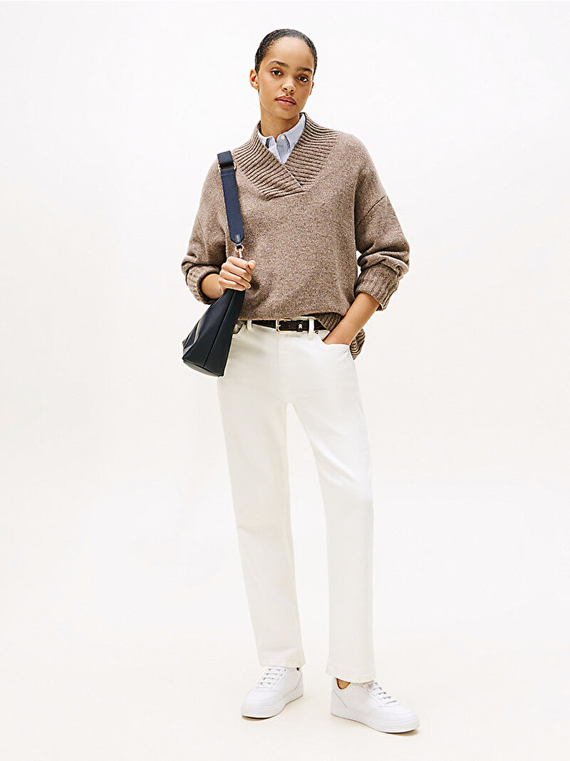 Kadın Marl Wool Blend Shaw Kazak Bej  WW0WW464330HK