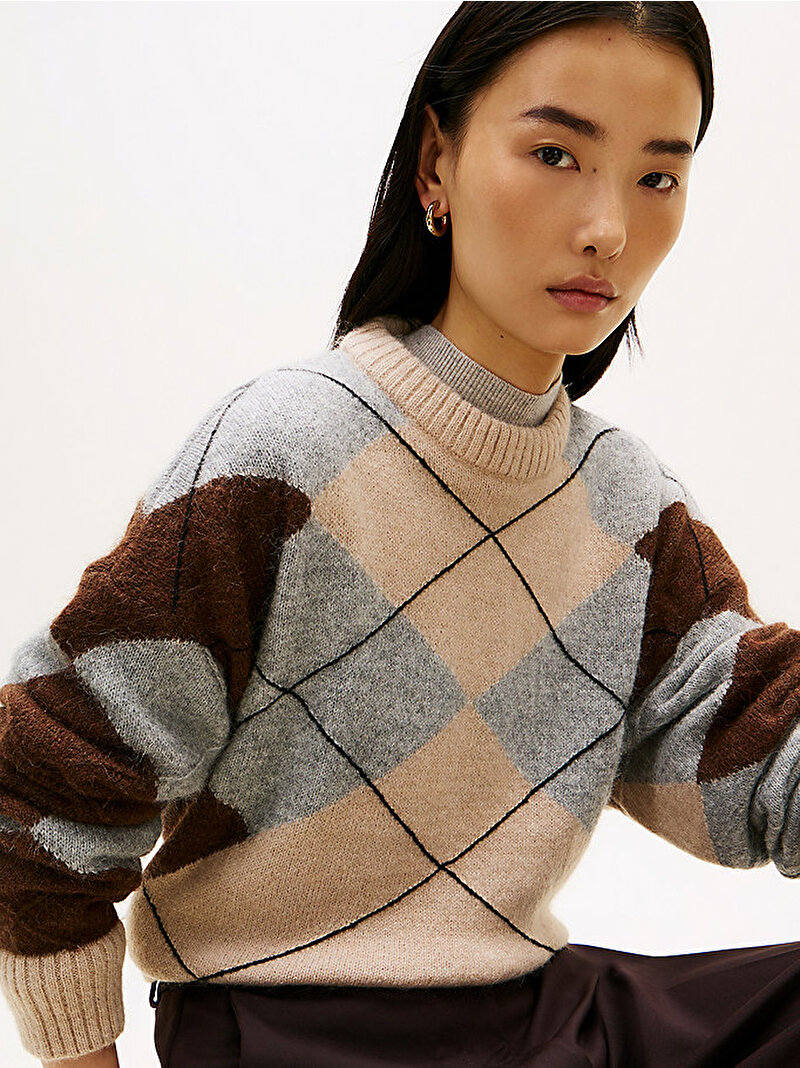 Kadın Alpaca Blend Argyle Kazak Çok renkli WW0WW474640HL