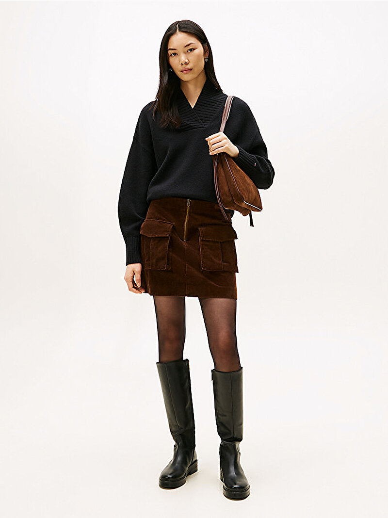 Kadın Marl Wool Blend Shaw Kazak Siyah WW0WW46433BDS