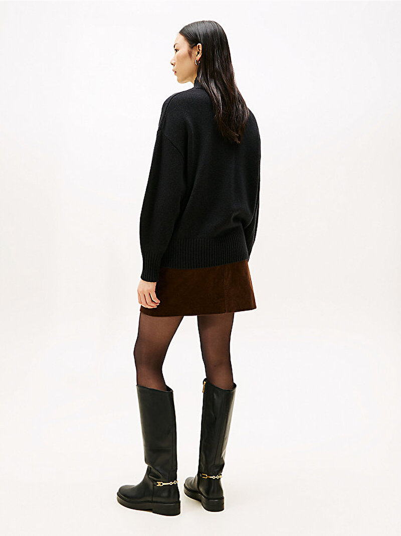 Kadın Marl Wool Blend Shaw Kazak Siyah WW0WW46433BDS