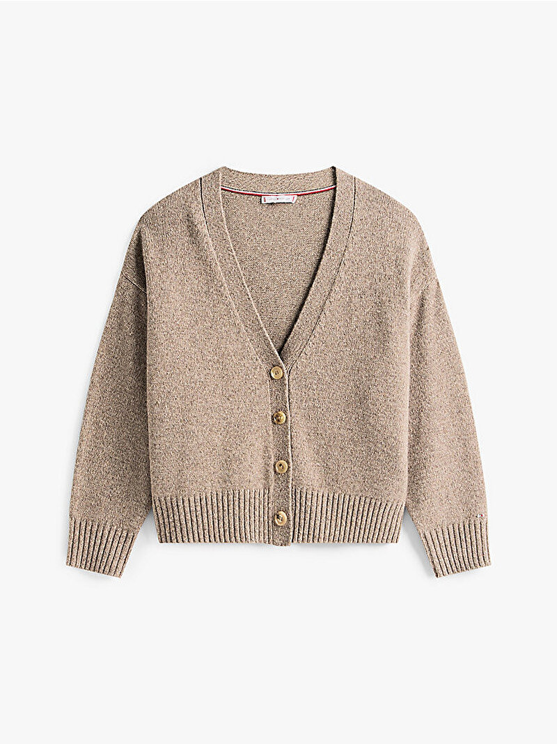 Kadın Marl Wool Blend V-neck Kazak Bej  WW0WW467600HK