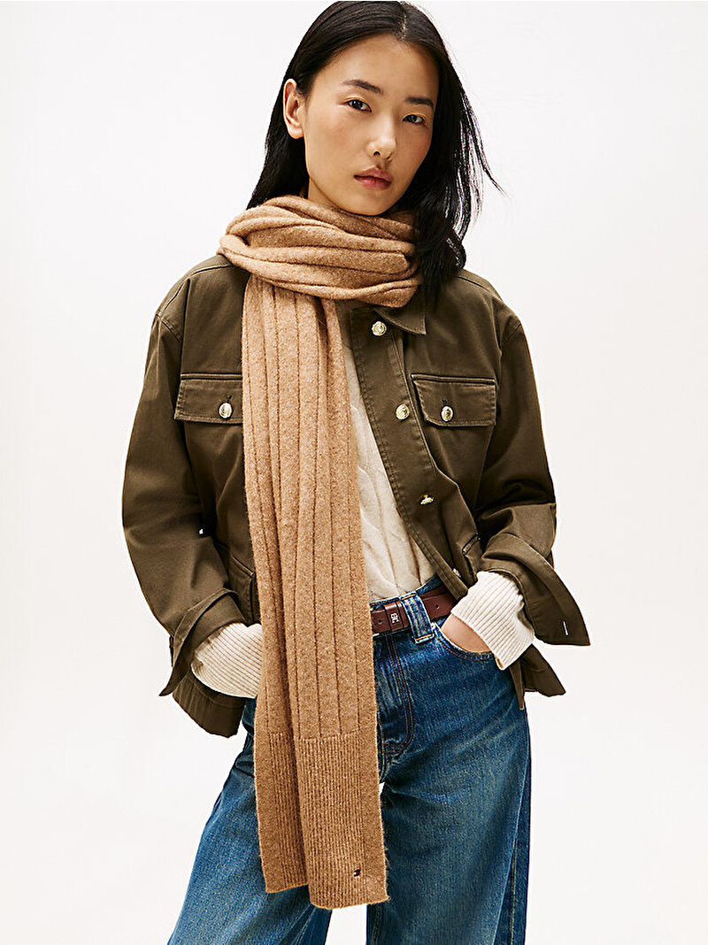 Kadın TH Flag Fluffy Atkı Bej  AW0AW17787RBC