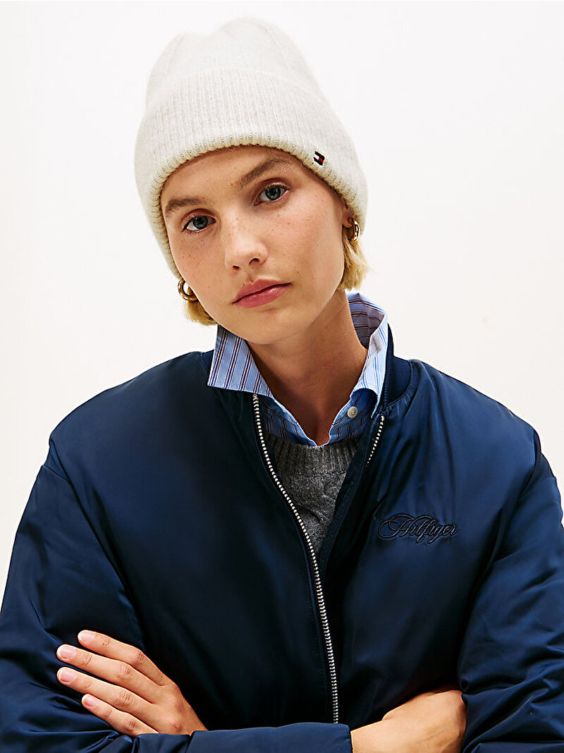 Kadın TH Flag Fluffy Bere Beyaz  AW0AW17779PQU