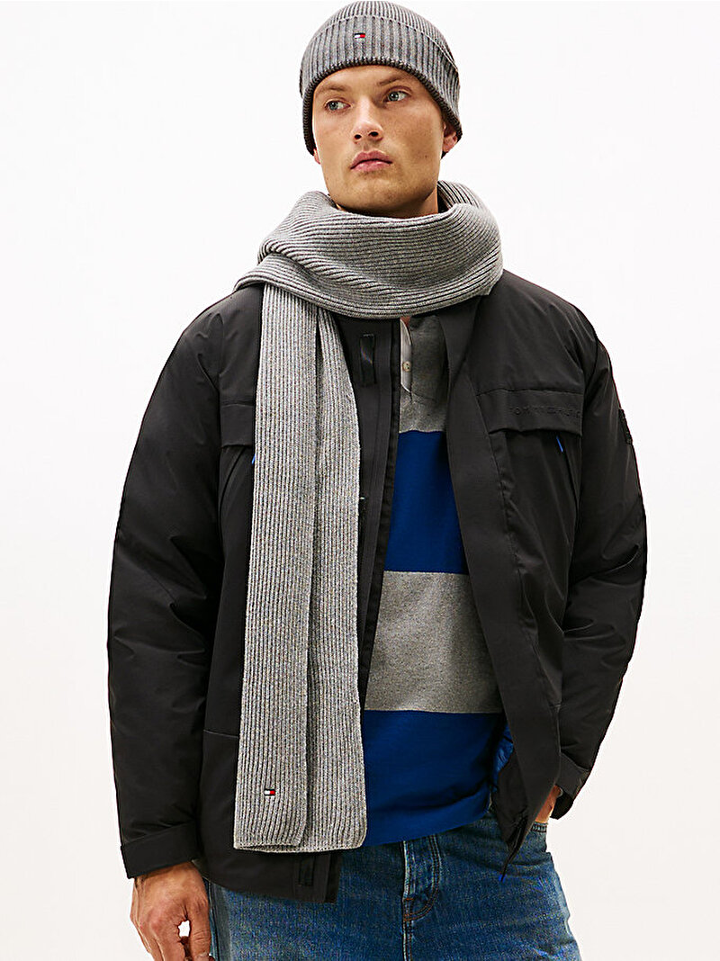 Erkek TH Flag Bere Atkı Hediye Seti Gri AM0AM13807PKH