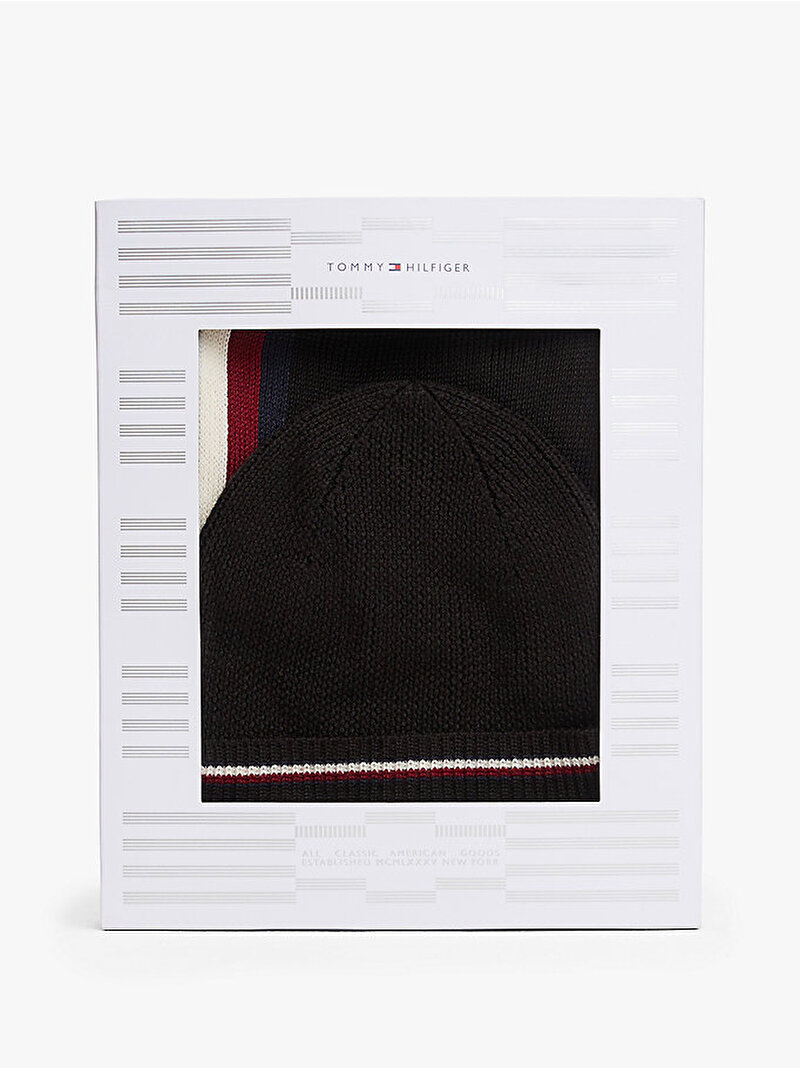 Erkek TH Bere Atkı Hediye Seti Siyah AM0AM13809BDS