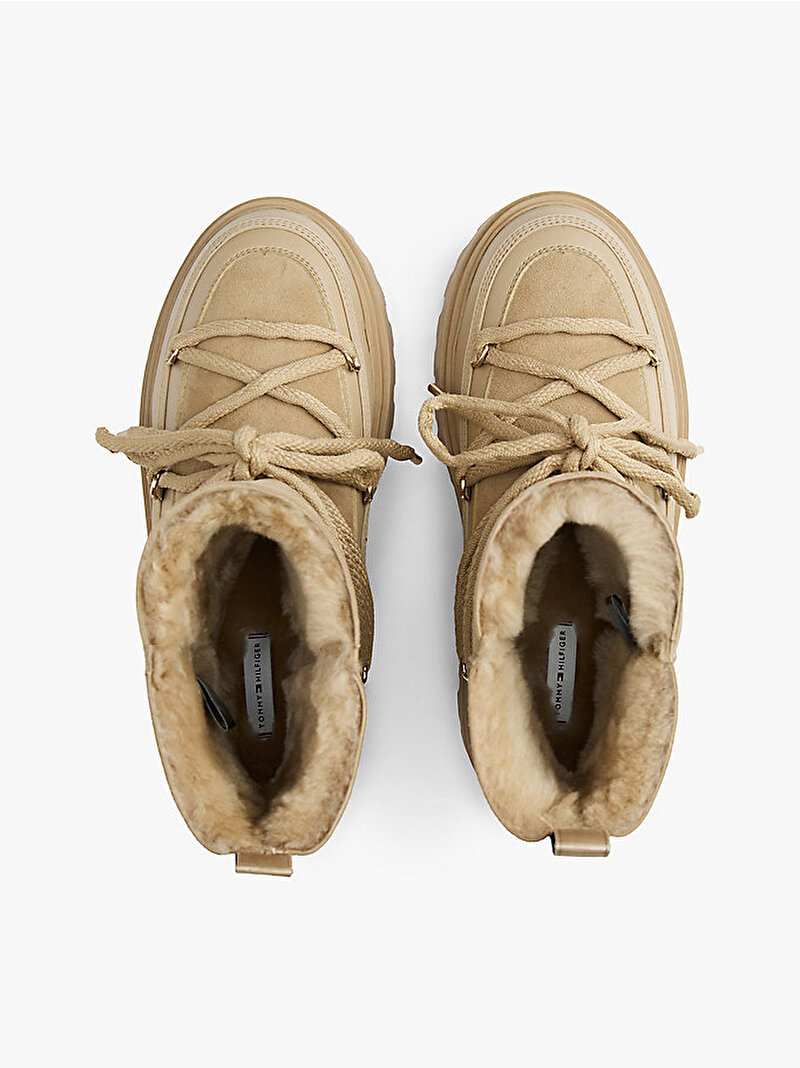 Kadın Real Shearling Laceup Bot Bej  FW0FW08996ACC