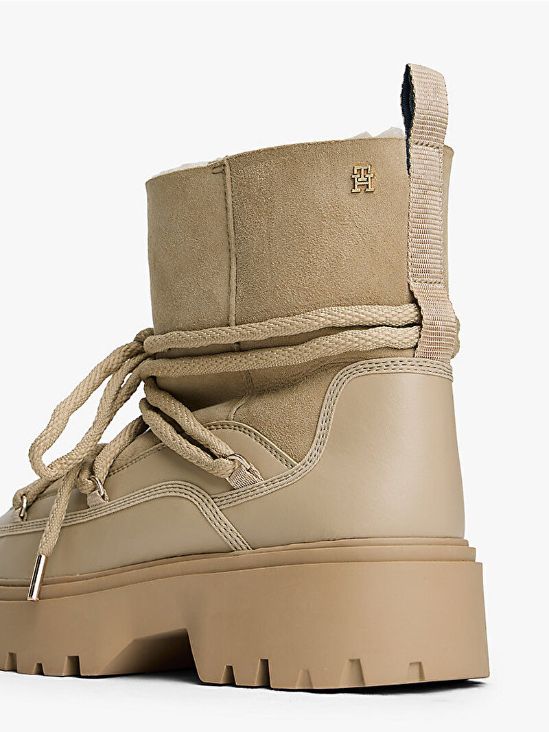 Kadın Real Shearling Laceup Bot Bej  FW0FW08996ACC