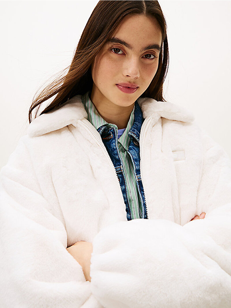 Kadın TJW Suni Kürk Bomber Ceket Beyaz  DW0DW21669YBH