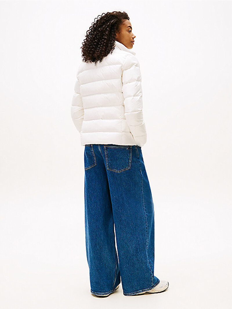 Kadın TJW Slim Zip Print Puffer Mont Ekru DW0DW21618YBL